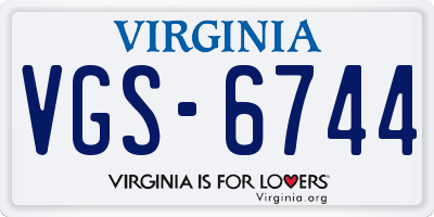 VA license plate VGS6744