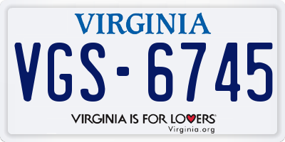 VA license plate VGS6745