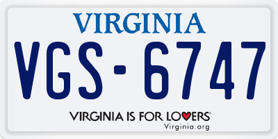 VA license plate VGS6747