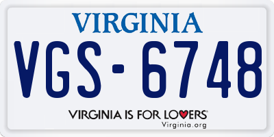 VA license plate VGS6748