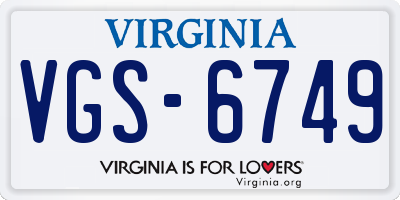 VA license plate VGS6749