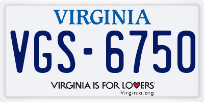 VA license plate VGS6750