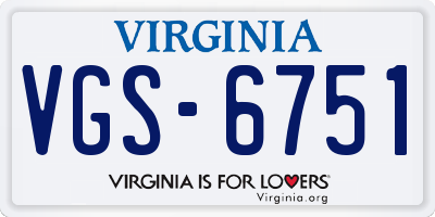 VA license plate VGS6751