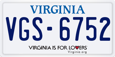 VA license plate VGS6752