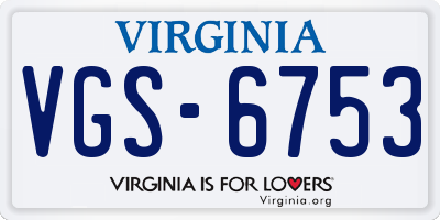 VA license plate VGS6753