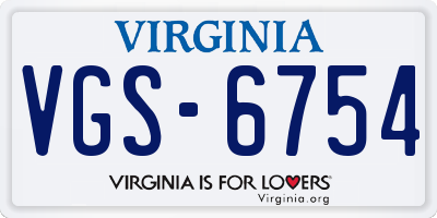 VA license plate VGS6754