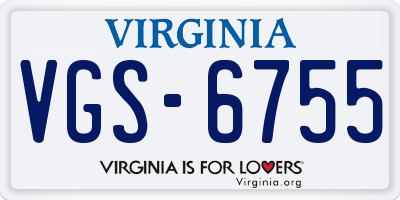 VA license plate VGS6755