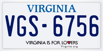 VA license plate VGS6756