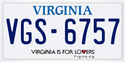 VA license plate VGS6757