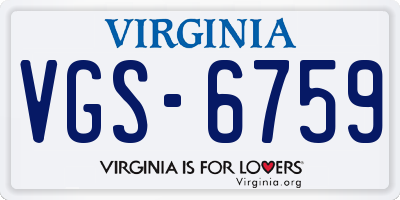 VA license plate VGS6759