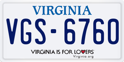 VA license plate VGS6760