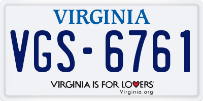 VA license plate VGS6761