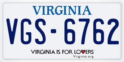 VA license plate VGS6762