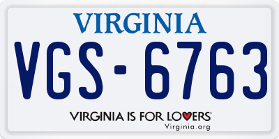 VA license plate VGS6763