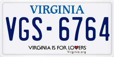 VA license plate VGS6764