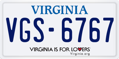 VA license plate VGS6767