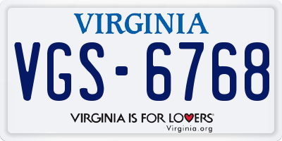 VA license plate VGS6768