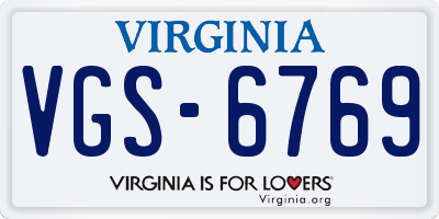VA license plate VGS6769