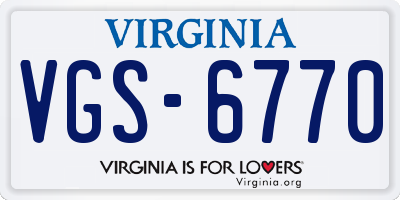 VA license plate VGS6770