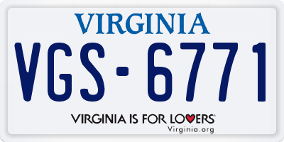 VA license plate VGS6771