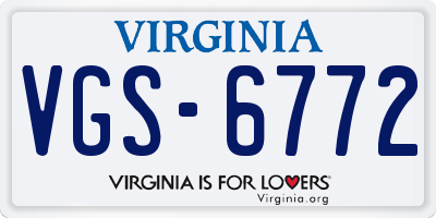 VA license plate VGS6772