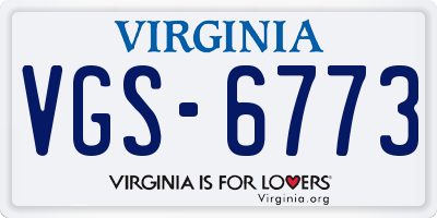 VA license plate VGS6773