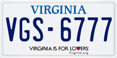 VA license plate VGS6777