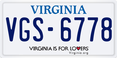 VA license plate VGS6778