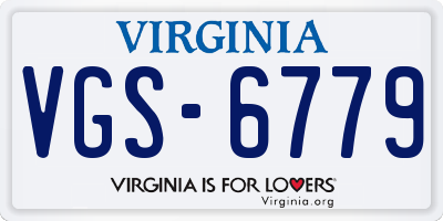 VA license plate VGS6779