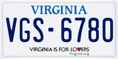 VA license plate VGS6780