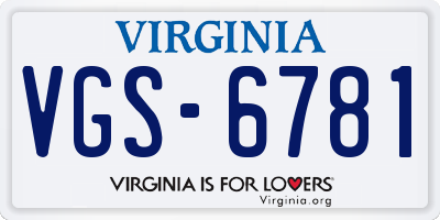 VA license plate VGS6781
