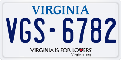 VA license plate VGS6782