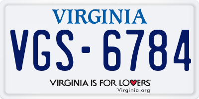 VA license plate VGS6784