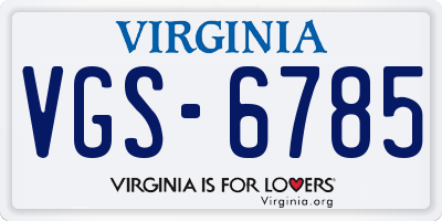 VA license plate VGS6785