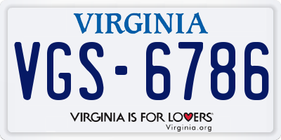 VA license plate VGS6786