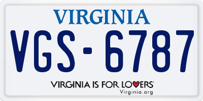 VA license plate VGS6787