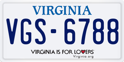 VA license plate VGS6788