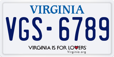 VA license plate VGS6789