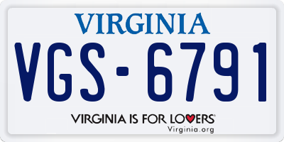 VA license plate VGS6791
