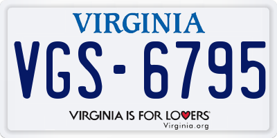 VA license plate VGS6795
