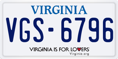 VA license plate VGS6796