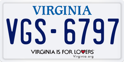 VA license plate VGS6797