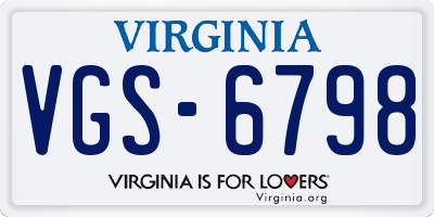VA license plate VGS6798