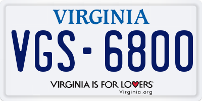 VA license plate VGS6800