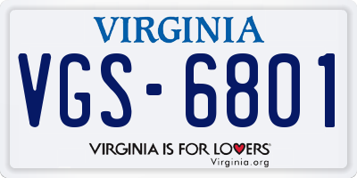 VA license plate VGS6801