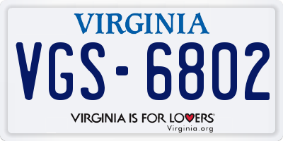 VA license plate VGS6802