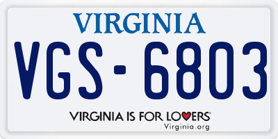 VA license plate VGS6803