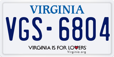 VA license plate VGS6804