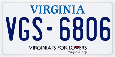 VA license plate VGS6806