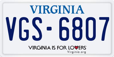 VA license plate VGS6807
